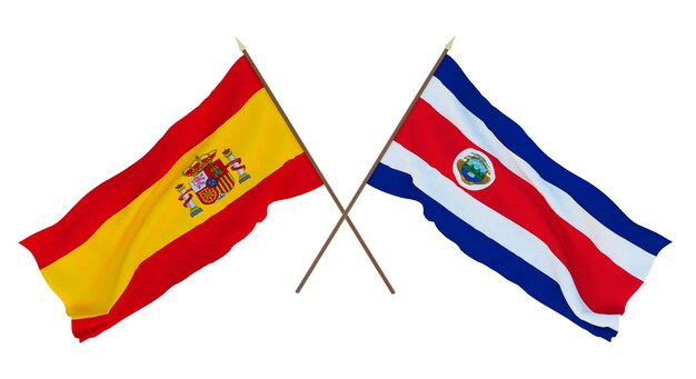 Hintergrund für Designer Illustratoren Flaggen zum nationalen Unabhängigkeitstag Spaniens und Costa Ricas