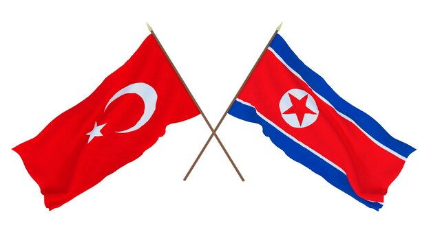 Hintergrund für Designer Illustratoren Flaggen zum Nationalen Unabhängigkeitstag Türkei und Nordkorea