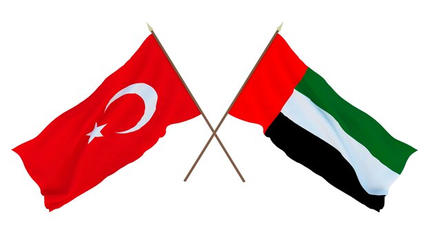 Hintergrund für Designer Illustratoren Flaggen zum Nationalen Unabhängigkeitstag Türkei und Vereinigte Arabische Emirate