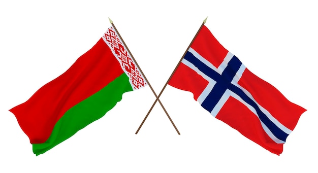 Hintergrund für Designer Illustratoren Flaggen zum Nationalen Unabhängigkeitstag Weißrussland und Norwegen