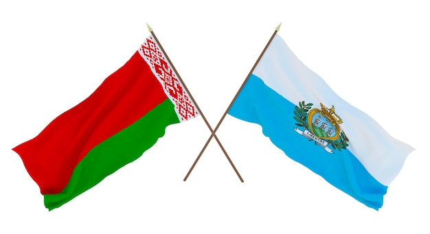 Hintergrund für Designer Illustratoren Flaggen zum Nationalen Unabhängigkeitstag Weißrussland und San Marino