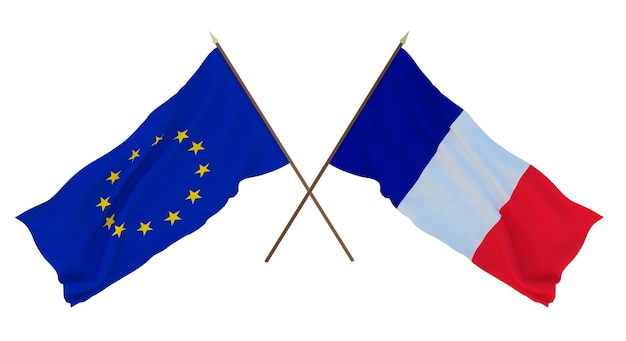 Hintergrund für Designer, Illustratoren Nationale Flaggen zum Unabhängigkeitstag Die Europäische Union und die Insel Clipperton