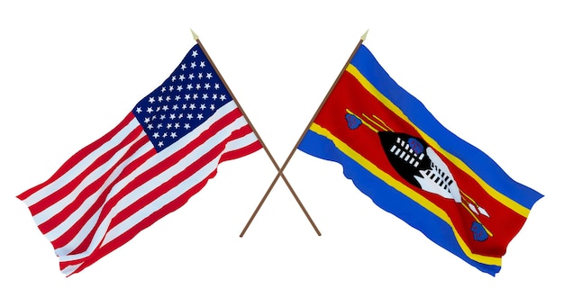 Hintergrund für Designer Illustratoren Nationale Unabhängigkeitstag Flaggen der Vereinigten Staaten von Amerika USA und Eswatini