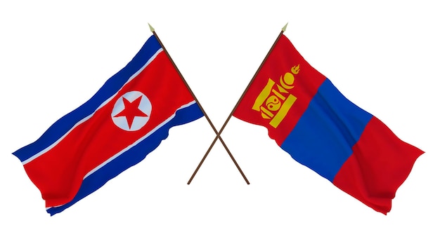 Hintergrund für Designer Illustratoren Nationale Unabhängigkeitstagsflaggen Nordkorea und die Mongolei