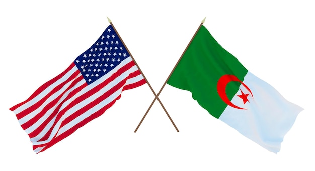 Hintergrund für Designer Illustratoren Nationaler Unabhängigkeitstag Flaggen der Vereinigten Staaten von Amerika USA und Algerien