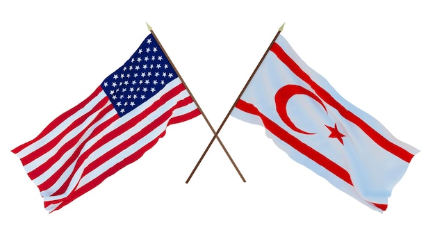 Hintergrund für Designer Illustratoren Nationaler Unabhängigkeitstag Flaggen der Vereinigten Staaten von Amerika USA und der Türkischen Republik Nordzypern