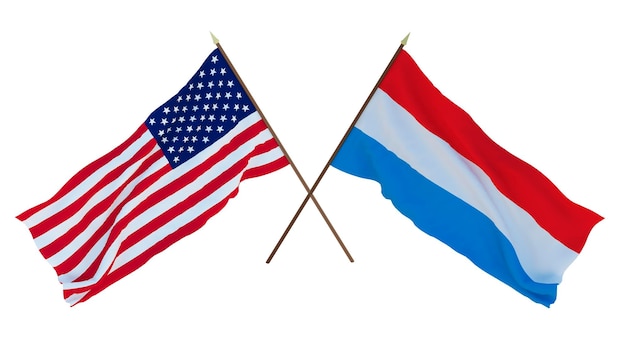 Hintergrund für Designer Illustratoren Nationaler Unabhängigkeitstag Flaggen der Vereinigten Staaten von Amerika USA und Luxemburg