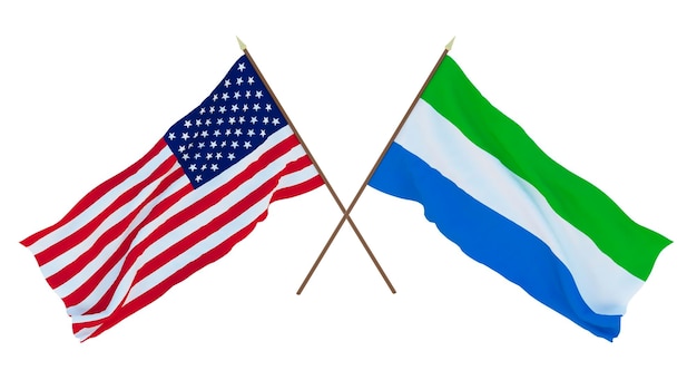 Hintergrund für Designer Illustratoren Nationaler Unabhängigkeitstag Flaggen der Vereinigten Staaten von Amerika USA und Sierra Leone