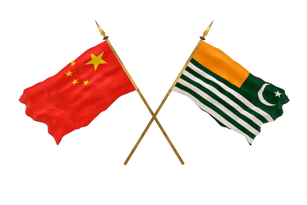 Hintergrund für Designer Nationalfeiertag 3D-Modell Nationalflaggen der Volksrepublik China und Azad Kaschmir
