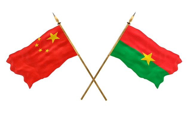 Hintergrund für Designer Nationalfeiertag 3D-Modell Nationalflaggen der Volksrepublik China und Burkina Faso