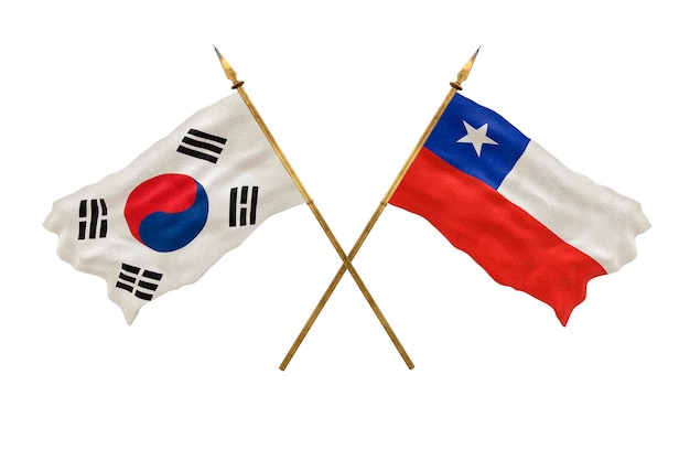 Foto hintergrund für designer nationalfeiertag 3d-modell nationalflaggen südkorea und chile