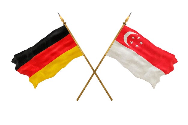 Hintergrund für Designer Nationalfeiertag 3D-Modell Nationalflaggen von Deutschland und Singapur