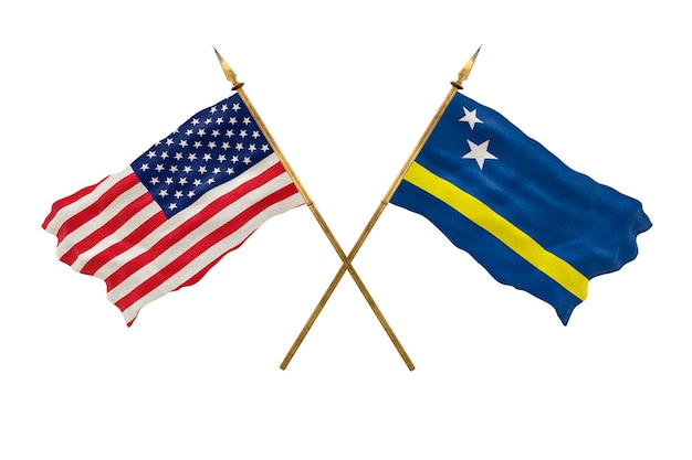 Hintergrund für Designer Nationalfeiertag Nationalflaggen der Vereinigten Staaten von Amerika USA und Kuracao
