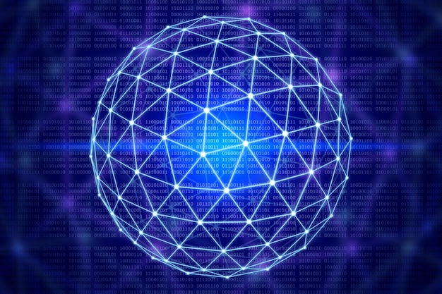 Hintergrund für die Gestaltung eines globalen Netzwerks in Form einer Kugel moderner Technologien in der IT-Branche.