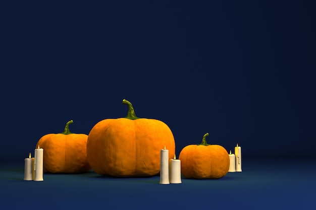 Hintergrund für Grafikdesign für den Halloween-Urlaub mit Kürbis und Kerzen