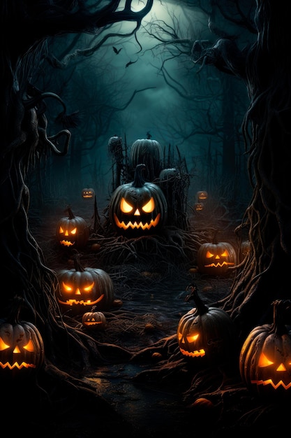 Hintergrund für Halloween mit Kürbissen und Grusel