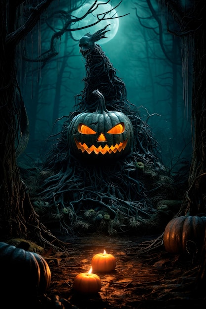 Hintergrund für Halloween mit Kürbissen und Grusel