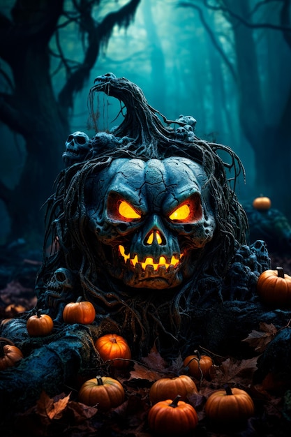 Hintergrund für Halloween mit Kürbissen und gruselig