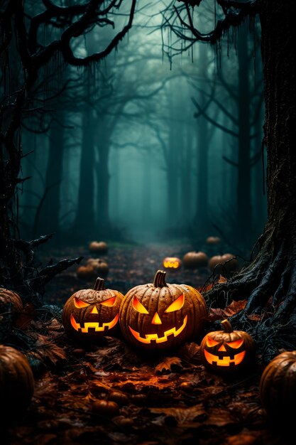 Hintergrund für Halloween mit Kürbissen und gruselig
