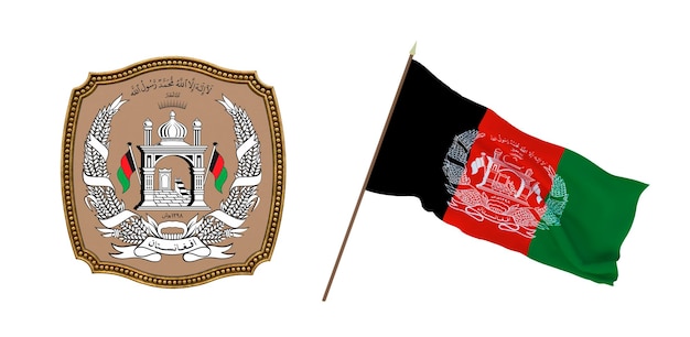 Hintergrund für Redakteure und Designer Nationalfeiertag 3D-Darstellung Flagge und das Wappen von Afghanistan