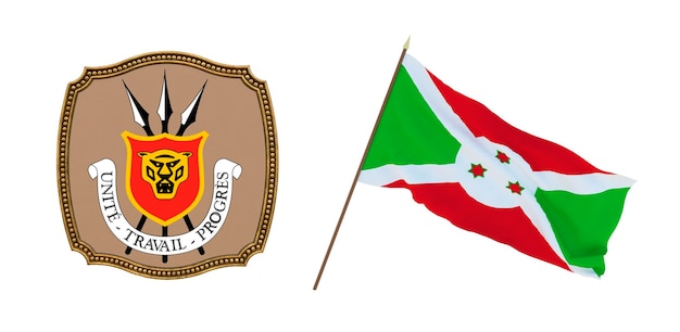 Hintergrund für Redakteure und Designer Nationalfeiertag 3D-Illustration Flagge und Wappen von Burundi