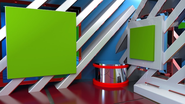 Hintergrund für TV-Shows TV auf Wall3D Virtual News Studio Hintergrund 3D-Rendering