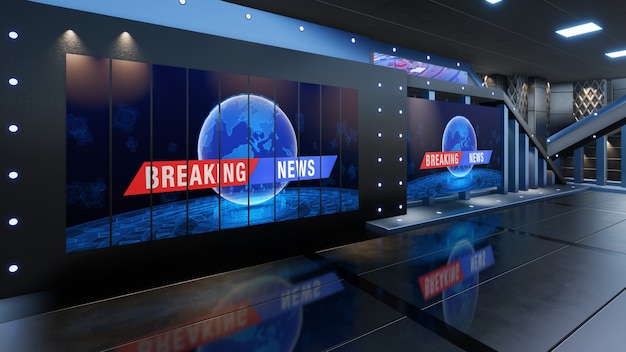 Hintergrund für TV-Shows TV auf Wall3D Virtual News Studio Hintergrund 3D-Rendering