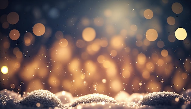 Hintergrund für Weihnachten mit Schnee und Bokeh-Lichtern
