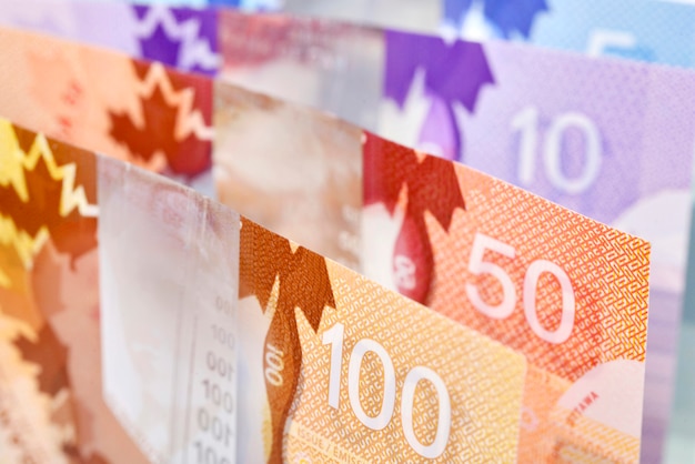Hintergrund geschossen von kanadischen Banknoten