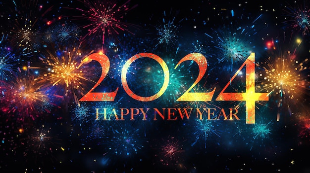 Hintergrund Glückliches Neues Jahr 2024Generativ von KI