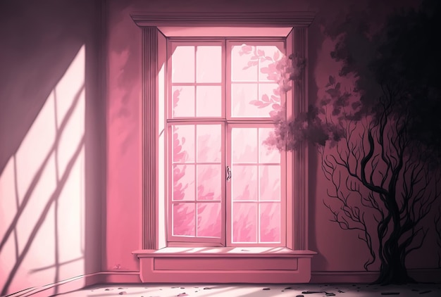 Hintergrund im Rosa mit einem Fensterschatten