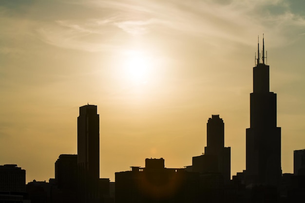 Hintergrund in Chicago mit Hintergrundbeleuchtung