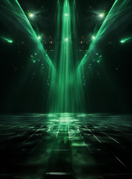 Hintergrund mit Beleuchtung von grünen Scheinwerfern für Flyer, realistisches Bild, ultra-hd-hohes Design