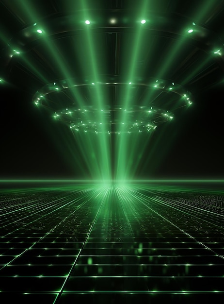 Hintergrund mit Beleuchtung von grünen Scheinwerfern für Flyer, realistisches Bild, ultra-hd-hohes Design