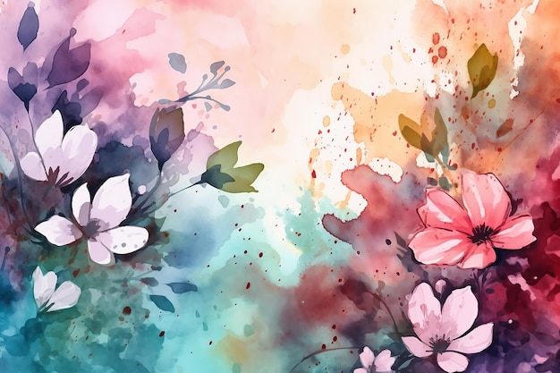 Hintergrund mit Blumen-Aquarell