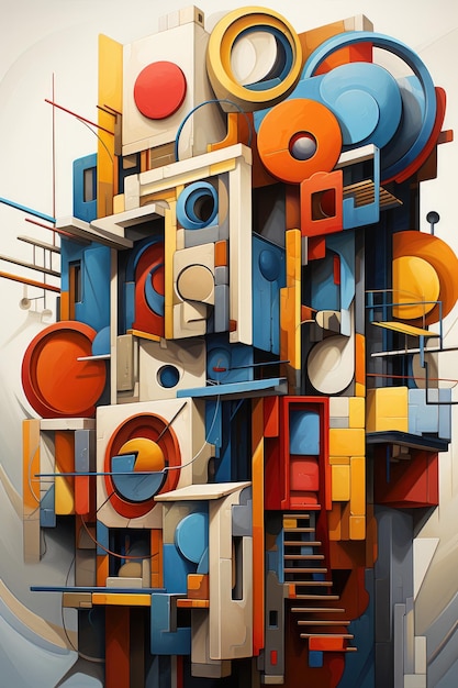 Hintergrund mit bunten geometrischen Formen Abstrakte kubistische Malerei