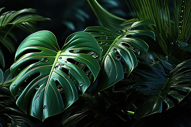 Hintergrund mit dunkelgrüner tropischer Blattstruktur