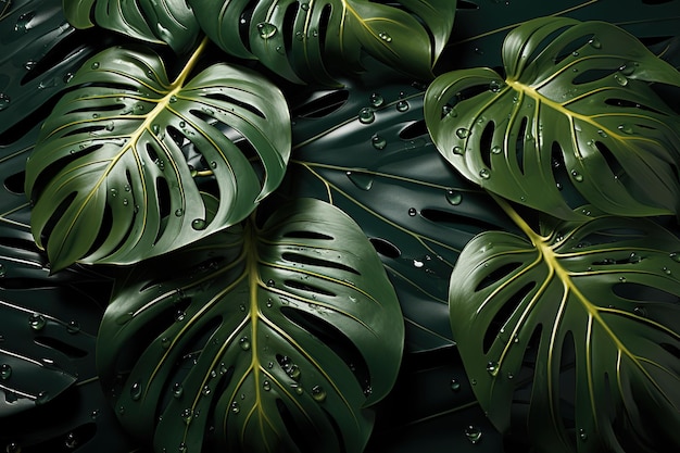 Hintergrund mit dunkelgrüner tropischer Blattstruktur