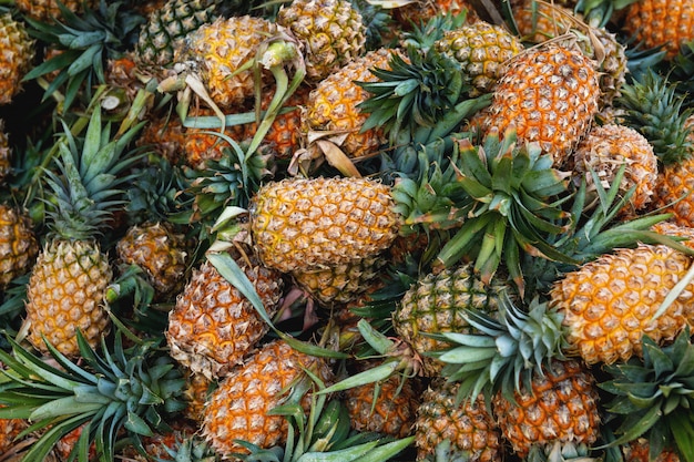 Hintergrund mit einem Haufen reifer Ananas