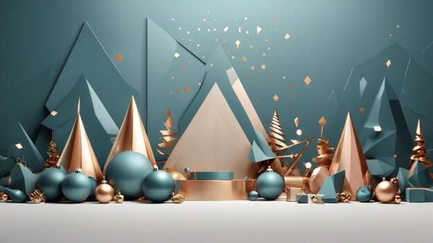 Hintergrund mit einer modernen, schönen, minimalistischen Weihnachtsgeometrie