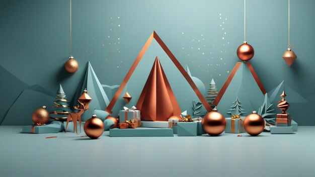 Foto hintergrund mit einer modernen, schönen, minimalistischen weihnachtsgeometrie