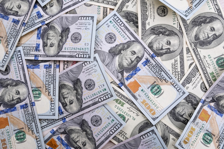 Foto hintergrund mit geld amerikanischen hundert-dollar-scheinen