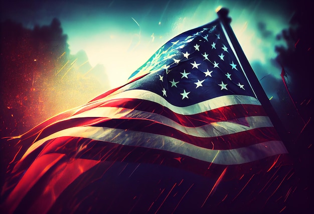 Hintergrund mit gemalter USA-Flaggenillustration