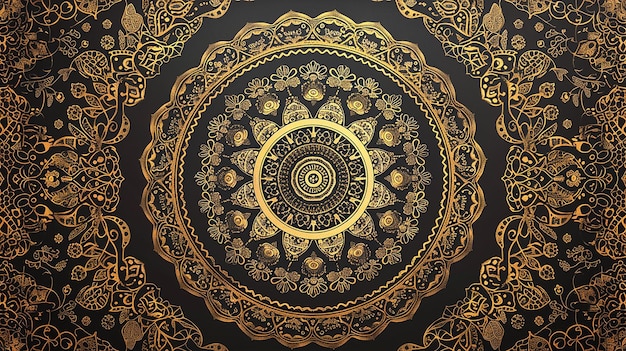 Hintergrund mit goldenen Mandalas, rundes indisches Muster