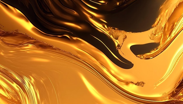 Hintergrund mit goldener flüssiger Gelfarbe Generative AI