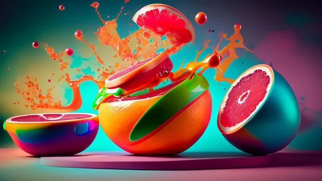 Hintergrund mit Grapefruit und Wassertropfen Selektiver Fokus