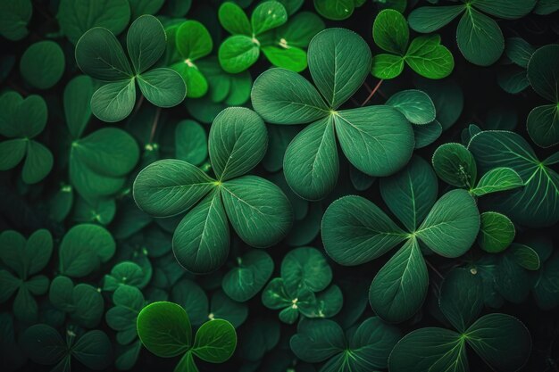 Hintergrund mit grünen Shamrock-Blättern für die KI-Generierung zum St. Patrick's Day