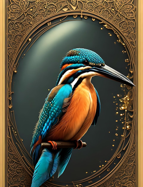 Hintergrund mit Kingfisher-Vogel-Wandpapier