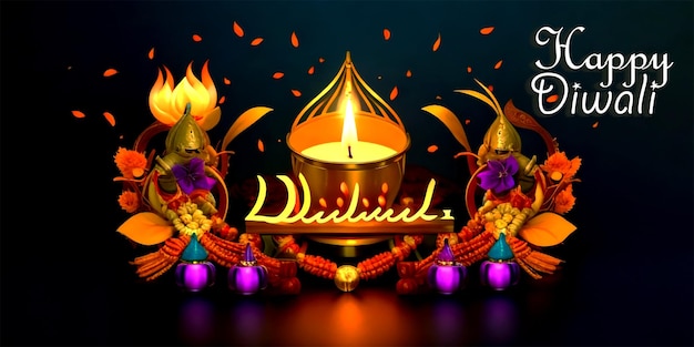 Hintergrund mit Lichtern zur Feier von Diwali Diwali-Hintergrund Diwali-Feier Hindu-Fest h