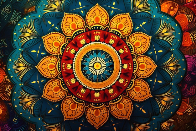Hintergrund mit Mandala-Designs in verschiedenen Farbschemata